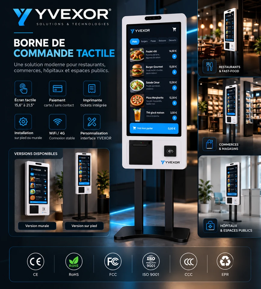 Commande, accueil et libre-service sur une seule borne — vue 1